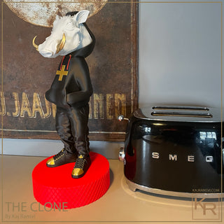 THE CLONE 01 a vibrant fusion of cartoons and wildlife in bold pop art sculpture form by Kaj Ransvi.