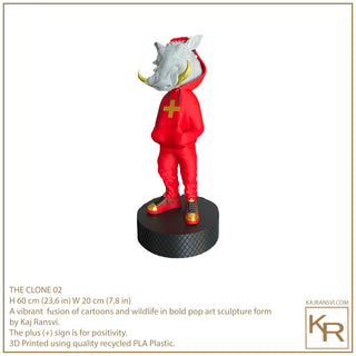 THE CLONE 02 a vibrant fusion of cartoons and wildlife in bold pop art sculpture form by Kaj Ransvi.