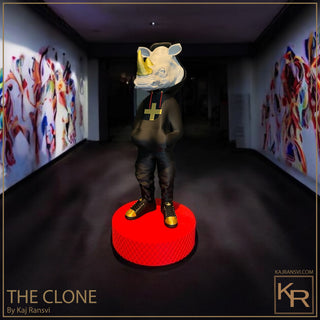 THE CLONE 03 a vibrant fusion of cartoons and wildlife in bold pop art sculpture form by Kaj Ransvi.