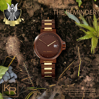The REMINDER is an exquisite watch crafted to help you keep time and reflect on the effects of climate change. Award winning design!