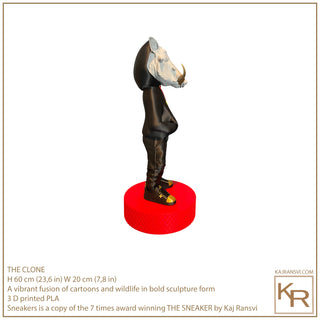 THE CLONE 01 a vibrant fusion of cartoons and wildlife in bold pop art sculpture form by Kaj Ransvi.