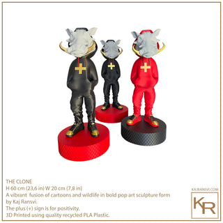 THE CLONE 01 a vibrant fusion of cartoons and wildlife in bold pop art sculpture form by Kaj Ransvi.