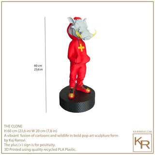 THE CLONE 02 a vibrant fusion of cartoons and wildlife in bold pop art sculpture form by Kaj Ransvi.